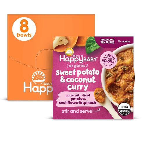 Happy Baby Organics Baby Food, Advancing Textures Bowl Pumpkin & Tomato Paella Puree with Chopped Squash & Orzo, 4 Oz (Pack of 8) in Kuwait