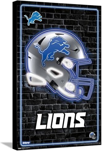 ملصق حائط من Trends International NFL Detroit Lions - خوذة نيون 23، مقاس 22.37 بوصة × 34.00 بوصة، قماش ممتد in Kuwait