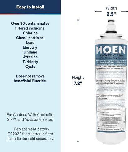 Moen 9601 ChoiceFlo Replacement Water Filter Compatible with Moen Sip Filtered Kitchen Faucets in Kuwait
