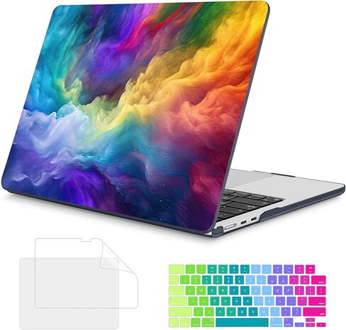 Mektron Designed for 2024/2023 MacBook Air 15 INCH M3 A3114 /M2 A2941 Case, Printed Plastic Hard Shell Cover with 15.3" Liquid Retina Display Touch ID, Dahlia Flower C035 in Kuwait