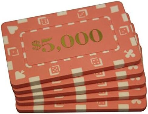 MRC 5 Pcs Denominated Rectangular Poker Chips Plaques $100000 Red in Kuwait
