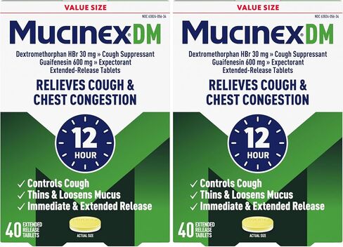 Mucinex DM 12-Hour Expectorant and Cough Suppressant Tablets, 40 ct in Kuwait