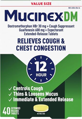 Mucinex DM 12-Hour Expectorant and Cough Suppressant Tablets, 40 ct in Kuwait