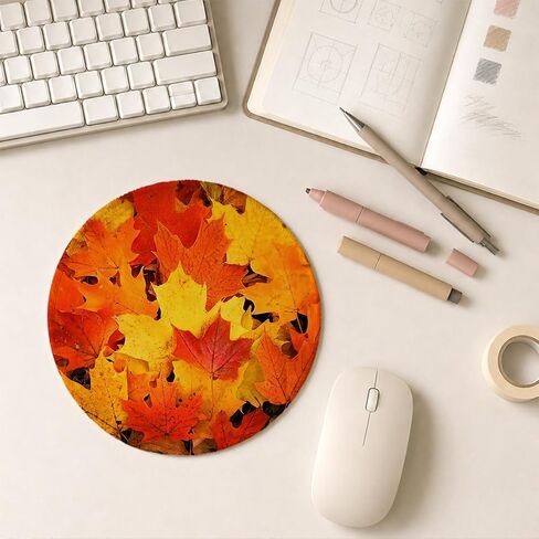QUICQOD Autumn Fall Yellow Leaves Seasonal Cottagecore Mouse Pad 8.7 x 8.7 Inches,Non-Slip Rubber Base Mousepads for Home Office Dorm Desk Decor,Gifts for Fall Lovers in Kuwait