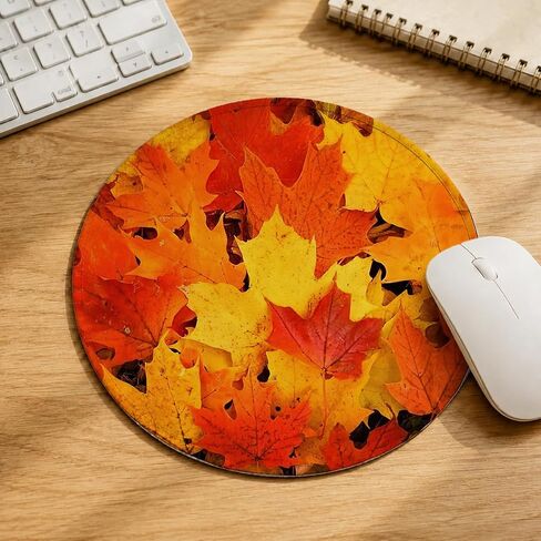 QUICQOD Autumn Fall Yellow Leaves Seasonal Cottagecore Mouse Pad 8.7 x 8.7 Inches,Non-Slip Rubber Base Mousepads for Home Office Dorm Desk Decor,Gifts for Fall Lovers in Kuwait