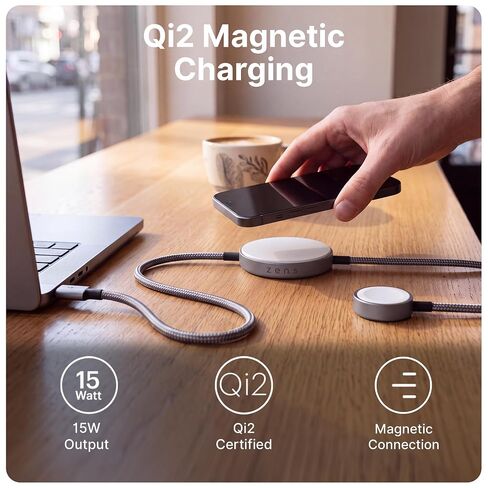 محطة شحن معيارية 4 في 1 من ZENS MagSafe لأجهزة iPhone وAirPods وApple Watch وiPad، تدعم وضع الاستعداد iOS 17، ومحول طاقة 65 وات متضمن in Kuwait