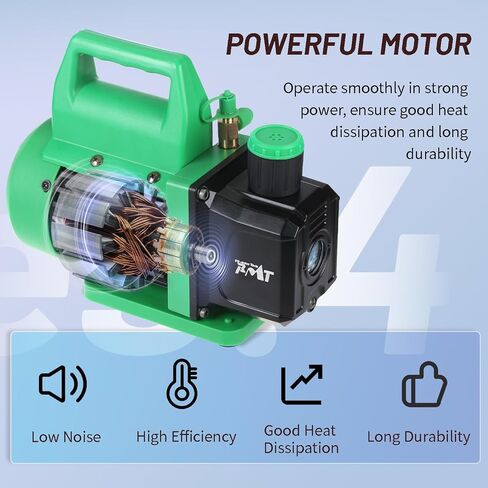 مضخة تفريغ PB Motor Tech 4.5CFM 1/3HP أحادية المرحلة، مضخة تفريغ دوارة 110 فولت/60 هرتز لأنظمة التدفئة والتهوية وتكييف الهواء، وصيانة تكييف الهواء للسيارات والمنزلية، بدون زيت in Kuwait