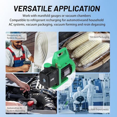 مضخة تفريغ PB Motor Tech 4.5CFM 1/3HP أحادية المرحلة، مضخة تفريغ دوارة 110 فولت/60 هرتز لأنظمة التدفئة والتهوية وتكييف الهواء، وصيانة تكييف الهواء للسيارات والمنزلية، بدون زيت in Kuwait