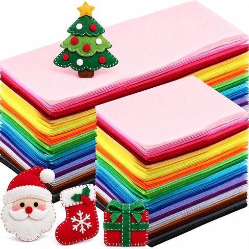 Moukeren 460 Pcs Felt Squares Bulk Sheets for Crafts Multipack Felt Fabric Rainbow Assorted Colors Bulk Square for Crafts Sewing Patchwork DIY Crafting Projects (4 x 4 Inch) in Kuwait
