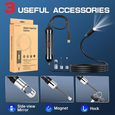 كاميرا فحص رقمية Autel MaxiVideo MV108، نطاق فيديو لـ MS906BT/MK906BT/MS906TS/MK908/MS908S Pro/Elite/MS909/ MS919/Ultra/MS908CV مع منفذ USB، 640x480P، رأس تصوير 8.5 مم in Kuwait