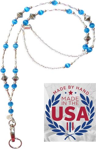Hidden Hollow Beads Women’s SUPER SLIM Beaded Lanyards for ID Badges Cards Teacher Cruise Keys Keychain Cell Phone 34" in Kuwait