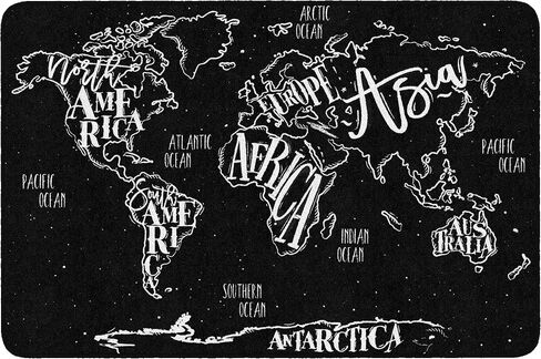 Flagship Carpets Modern World Map Area Rug for Classroom, Office, Home and School Playroom Mat, Kids Bedroom Carpet, 7'6" x 12', Black in Kuwait