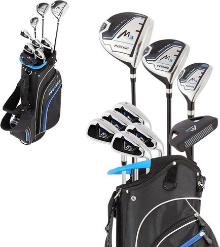 Precise M3 Men’s 14-Piece Golf Set – 460cc Driver, Wood, Hybrid, 6-PW Irons, Putter, Stand Bag, 3 Headcovers and Cover - RH in Kuwait
