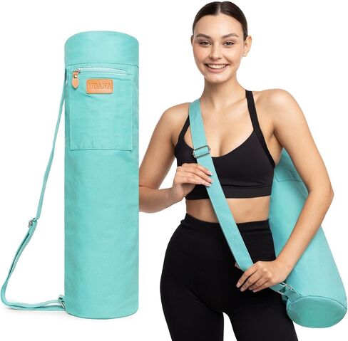 Turquoise Yoga Mat Bag | Large Yoga Mat Bags for Women & Men | Fits Thick Yoga Mat & Yoga Accessories | Three Storage Pocket | Adjustable Yoga Bag Shoulder Strap | Great Gym Bag in Kuwait