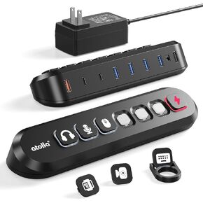 موزع USB يعمل بالطاقة، محور أتولا 7 منافذ USB 3.0 (6 منافذ نقل فائقة السرعة + 1 منفذ شحن سريع) مع مفتاح أيقونة مضيء قابل للتبديل ومحول طاقة 12 فولت/3 أمبير لنظام التشغيل Windows وMacOS وChromeOS وLinux in Kuwait