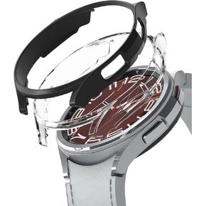 Ringke Slim [مادة مضادة للاصفرار / عبوتين] متوافق مع حافظة Samsung Galaxy Watch 6 الكلاسيكية (43 ملم) غطاء شفاف قوي وخفيف الوزن + لون إضافي للنساء والرجال - شفاف وكروم in Kuwait