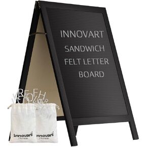 INNOVART A-Frame Sidewalk Sign 40"x26", Sandwich Felt Letter Board w/Changeable Letters, Double-Sided Felt Letter Board, Free Standing Letter Board Easel for Restaurant, Business, Wedding, Black in Kuwait