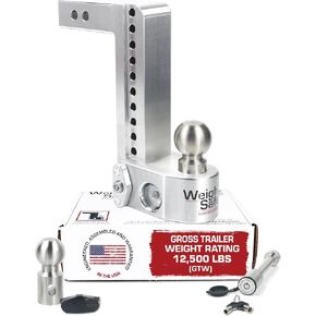 Weigh Safe Aluminum Adjustable Trailer Hitch - Towing Hitch with Built-In Tongue Weight Scale - Compatible with 2" Receivers - 8" Drop, Stainless Steel Tow Balls, 12,500 GTW, 1-Piece Lock Set in Kuwait