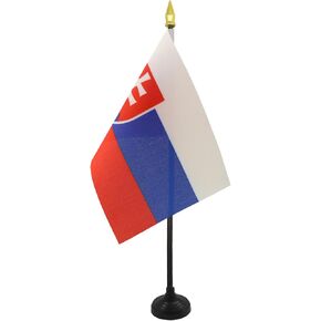AZ FLAG Slovakia Table Flag 4'' x 6'' - Slovak Desk Flag 15 x 10 cm - Golden Spear top in Kuwait