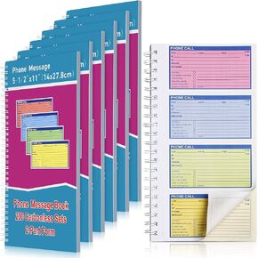 Sinmoe 10 أجهزة كمبيوتر دوامة ملزمة كتاب رسائل الهاتف 5-1 / 2 "× 11" 2 جزء منصات رسائل الهاتف الكربونية دوامة سجل المكالمات الهاتفية للمكتب 4 رسائل في كل صفحة دفتر نسخة الكربون للأعمال المكتبية in Kuwait