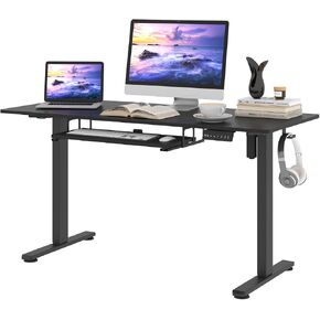 Electric Height Adjustable Standing Desk, 48 * 24 Inch Sit Stand Up Desk, Ergonomic Computer Desk with 2 Headphone Hook for Home Office Sturdy Writing Workstation, Gaming Room in Kuwait