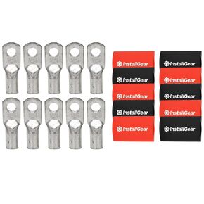 InstallGear 4 Gauge AWG Tinned Pure Copper Lugs Ring Terminals Connectors with Heat Shrink - 10-Pack | Electrical Connectors, Heat Shrink Wire Connectors for 4 Gauge Wire Terminals in Kuwait