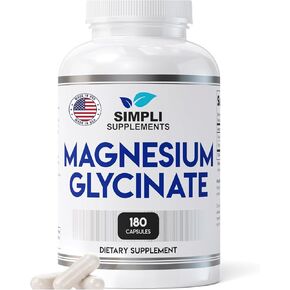 Magnesium Glycinate 400mg 180 Capsules (Vegan Friendly, USA Manufactured, Gluten-Free, Non-GMO) in Kuwait