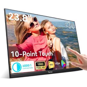 شاشة لمس محمولة 18.5 بوصة، HDR، 350cd/m2، شاشة تعمل باللمس 1920x1080 مع HDMI USB C، 99% sRGB، مكبرات صوت مدمجة، مسند وVESA، شاشة ثانية للسفر لأجهزة الكمبيوتر المحمول والكمبيوتر الشخصي Mac Xbox in Kuwait