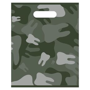 Practicon Tooth Camo 9" x 12" Dental Giveaway Bag, Dental Hygiene Patient Care Goodie Bag, Dentist Office Plastic Gift Bags, 100 Pack in Kuwait