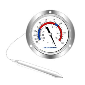 MEASUREMAN Vapor Capillary Flanged Panel Mount Refrigeration Thermometer, 2.5" Dial, 48" Capillary, -40-60 deg F/-40-15 deg C, Re-Calibration Available in Kuwait