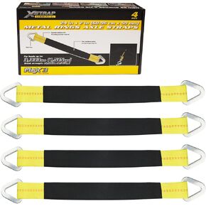 XSTRAP STANDARD 4 عبوات من حزام المحور مقاس 24 × 2 بوصة مع أكمام واقية وحلقة على شكل حرف D لتأمين نقل السيارة، وأشرطة ربط للمحور - 3333 رطل. سعة 10000 قوة كسر in Kuwait