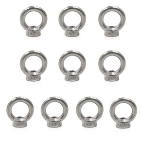 Lependor M6 Metric Ring Shape Lifting Eye Nut 304 Stainless Steel Lifting Eye Threaded Nut Fastener - 10 Pcs M6 (1/4") in Kuwait