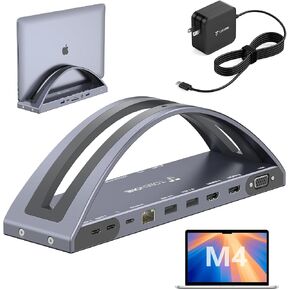 TobenONE USB C Laptop Docking Station Stand for MacBook Pro/Air/Dell/HP/Surface/Lenovo, Detachable USB C Hub, 4K HDMI, 2 USB 3.0, RJ45, PD 3.0, Universal Laptop Dock with 360 Rotating Base Grey in Kuwait