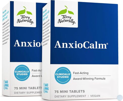 Terry Naturally AnxioCalm - 75 Tablets, Pack of 2 - Fast-Acting, Non-Drowsy, Non-Addictive Formula - Safe for Adults & Children 4+ Years - Non-GMO - 74 Total Servings in Kuwait