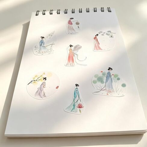 Seasonstorm Retro Chinese Girls in The Dream of Red Mansion Aesthetic Happy Planner Diary Journal Stationery Scrapbooking Stickers Travel Art Supplies (PK603) in Kuwait