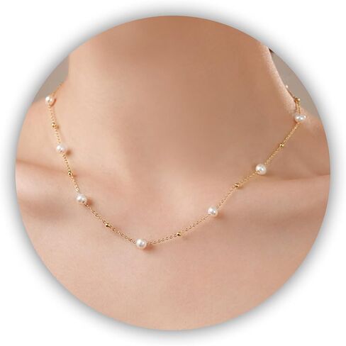 SmileBelle Daisy Pearl Necklace, Dainty Pearl Choker Necklace for Women as Flower Necklace, Trendy Gold Necklaces as Summer Jewelry Teen Girls Daisy Gift as Prom Accessories Wedding Jewelry in Kuwait