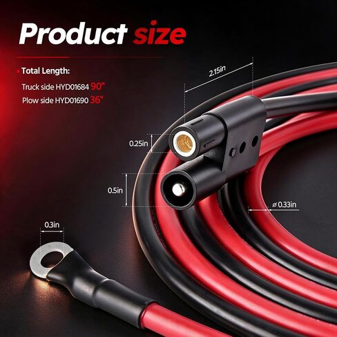 HYD01690 1304741 Plow Side Power Ground Cable 36" Power/Ground Cable Plow Side HYD01690 Fit for BOSS Plows Snow Plow Harness in Kuwait