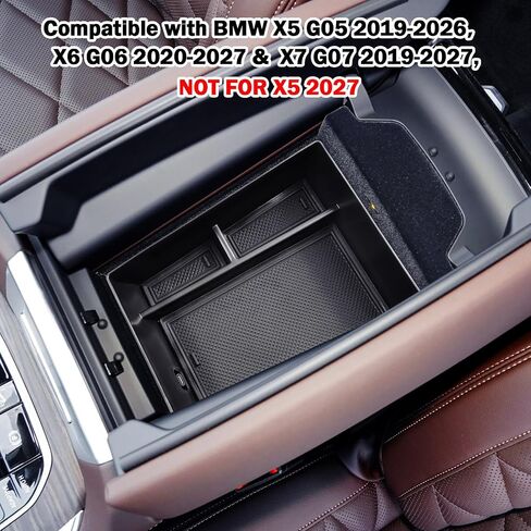 صينية تنظيم وحدة التحكم المركزية TACOBRO متوافقة مع ملحقات BMW X5 G05/ X6 G06/ X7 G07، X5 G05/ X7 G07 2019-2024، X6 G06 2020-2024 صندوق قفازات مسند الذراع للتخزين الثانوي، أسود in Kuwait