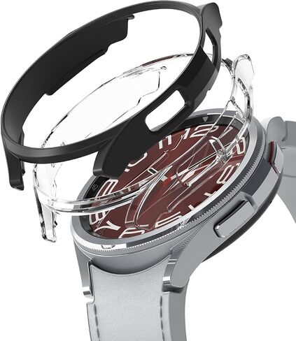 Ringke Slim [مادة مضادة للاصفرار / عبوتين] متوافق مع حافظة Samsung Galaxy Watch 6 الكلاسيكية (43 ملم) غطاء شفاف قوي وخفيف الوزن + لون إضافي للنساء والرجال - شفاف وكروم in Kuwait