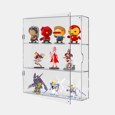 SVENJBB 4 Tier Preassembled Acrylic Display Box for Mini Toys and Small Pop Figurines, Clear Display Case for Both Wall Mounted and Desktop Showcase, Dustproof Storage Cabinet with Hinged Magnet Door in Kuwait