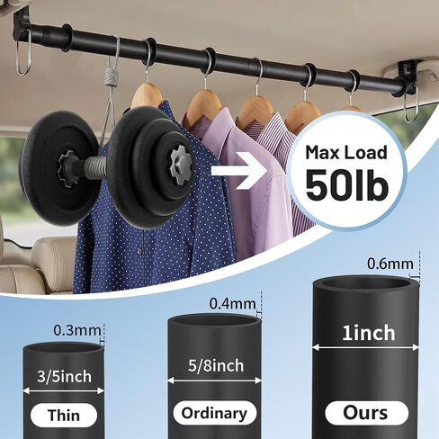 Car Clothes Hanger Bar 30-64 Inches - Heavy Duty Wrinkle Free Clothes Rack for Car - Adjustable Telescopic Clothes Rod for Car, Travel, Suv, Truck, Automotive in Kuwait