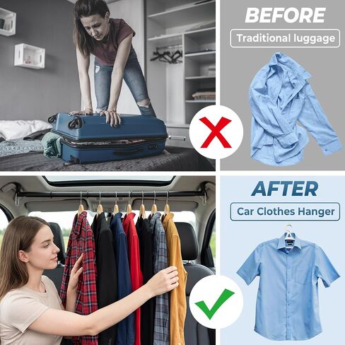 Car Clothes Hanger Bar 30-64 Inches - Heavy Duty Wrinkle Free Clothes Rack for Car - Adjustable Telescopic Clothes Rod for Car, Travel, Suv, Truck, Automotive in Kuwait