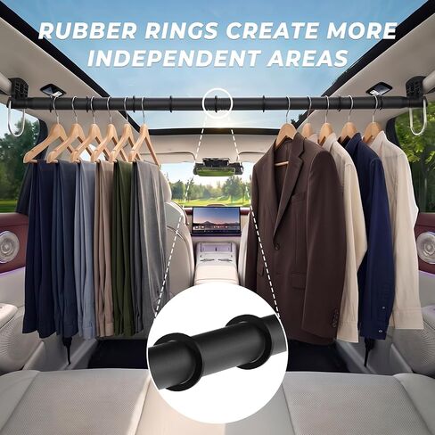Car Clothes Hanger Bar 30-64 Inches - Heavy Duty Wrinkle Free Clothes Rack for Car - Adjustable Telescopic Clothes Rod for Car, Travel, Suv, Truck, Automotive in Kuwait