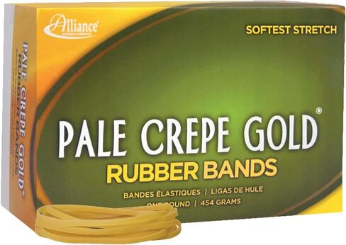 Rubber 20335 Pale Crepe Gold Rubber Bands Size #33, 1 lb Box Contains Approx. 970 Bands (3 1/2" x 1/8", Golden Crepe) in Kuwait