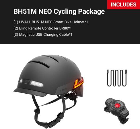 LIVALL BH51M Neo Smart Bluetooth Bike Helmet with Speakers & Built-in Microphone, CE CPSC Certified, Bike Helmet with Smart Turn Signals, Fall Detection, Bike Helmet with Visor for Adults Men Women in Kuwait