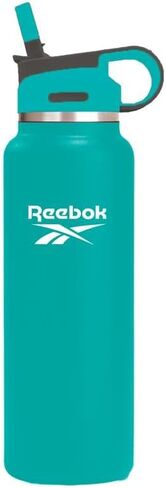 Reebok Stainless Steel Water Bottle With Straw & Lifestyle Design - Insulated Water Bottles 40 oz - Double Wall Vacuum Insulated Sports Water Bottle With Straw, BPA Free (Black) in Kuwait