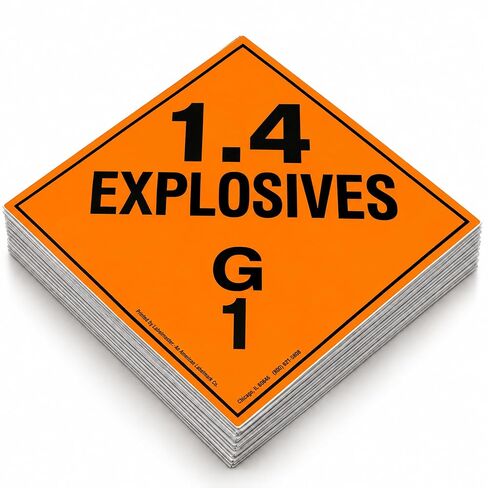 Labelmaster PSR75 Explosive Class 1.4 G Hazmat Placard, Removable Vinyl (Pack of 25) in Kuwait