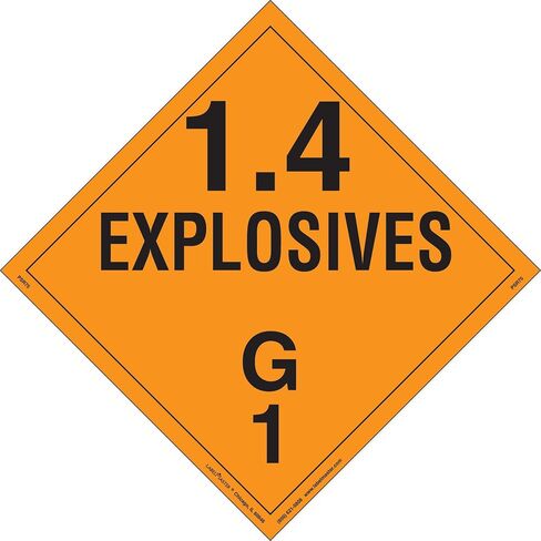 Labelmaster PSR75 Explosive Class 1.4 G Hazmat Placard, Removable Vinyl (Pack of 25) in Kuwait