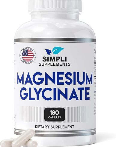 Magnesium Glycinate 400mg 180 Capsules (Vegan Friendly, USA Manufactured, Gluten-Free, Non-GMO) in Kuwait