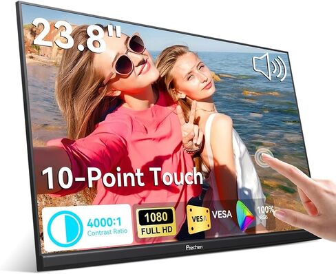 شاشة لمس محمولة 18.5 بوصة، HDR، 350cd/m2، شاشة تعمل باللمس 1920x1080 مع HDMI USB C، 99% sRGB، مكبرات صوت مدمجة، مسند وVESA، شاشة ثانية للسفر لأجهزة الكمبيوتر المحمول والكمبيوتر الشخصي Mac Xbox in Kuwait